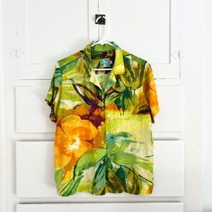 Jams World Alan Alani Hawaiian Print Button Up Shirt Size Medium